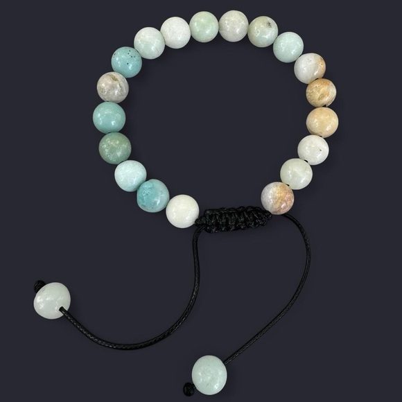 Amazonite Adjustable Gemstone Bead Bracelet 8mm - Picture 1 of 5